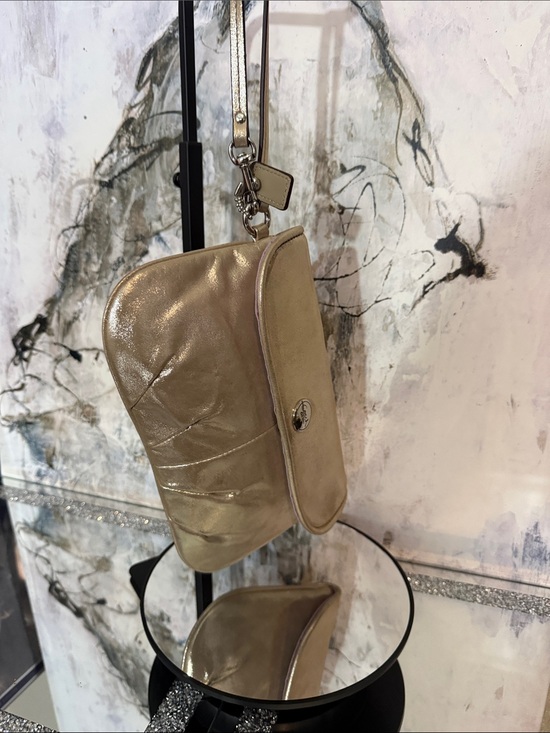 Coach Handbags - Coach Metallic Gold Mini Crossbody Wristlet